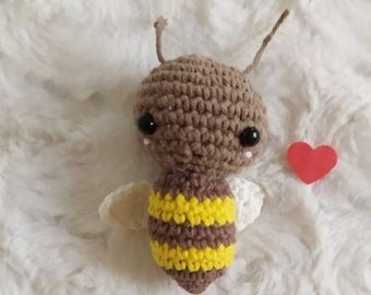 Bee key ring, miniature plush toy, handmade, birthday gift, Christmas, babysitter gift, nanny, mistress, colleagues