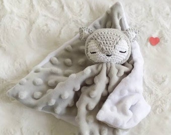 Wolf knuffeldoekje, gepersonaliseerd baby knuffeldoekje, OEKO-TEX gecertificeerd handgemaakt, geboortecadeau, bola knuffeldoekje