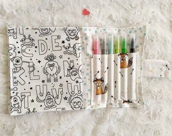 Cahier coloriage lavable, zero dechet, - jeu de voyage -