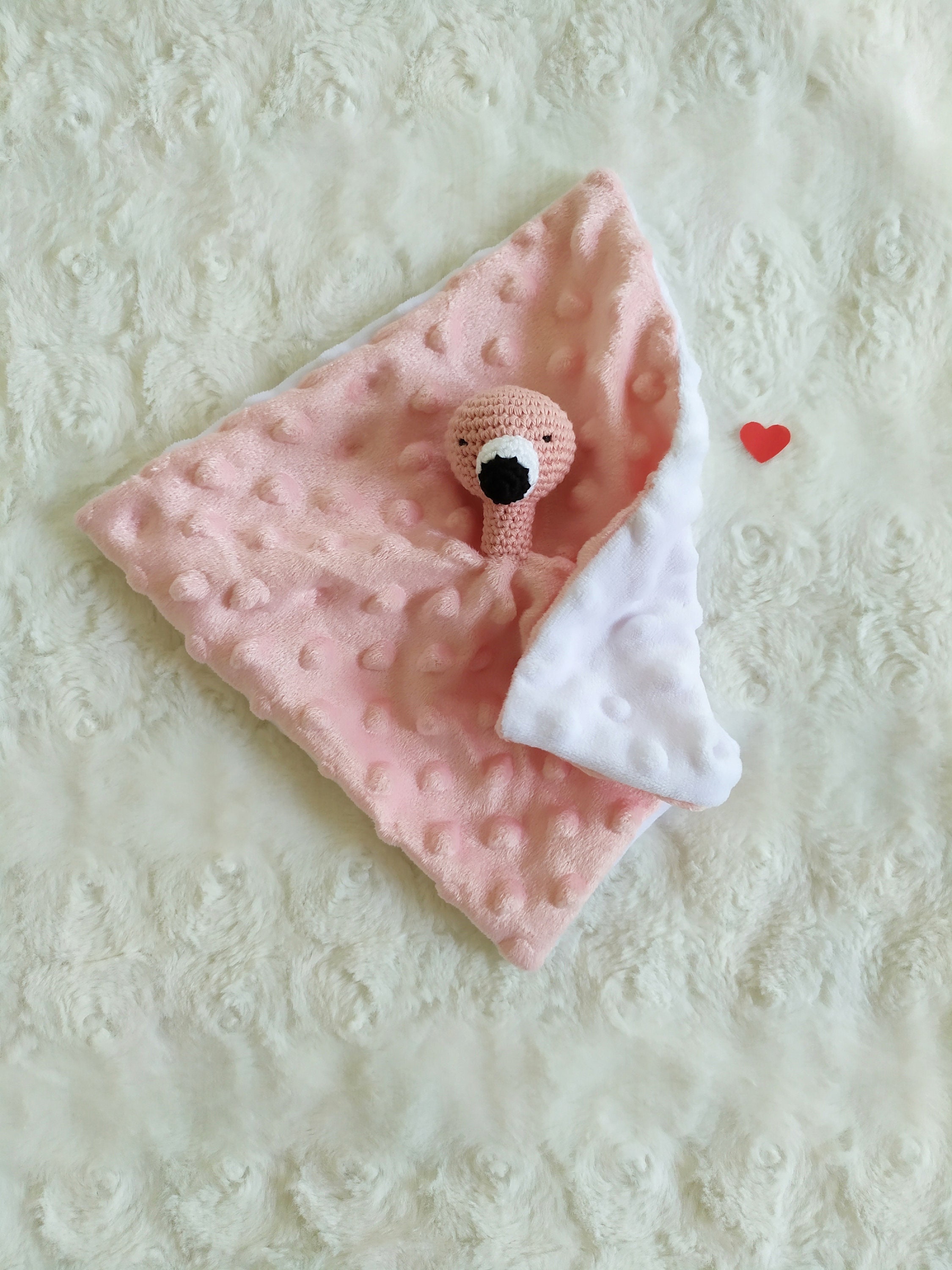 Doudou fenicottero rosa, doudou per neonati, cotone biologico