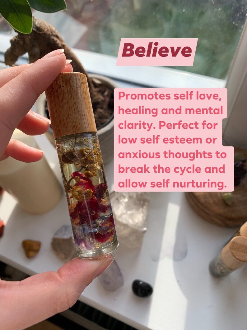 Essential oil rollers with crystals dried herbs and flowers. Etsy