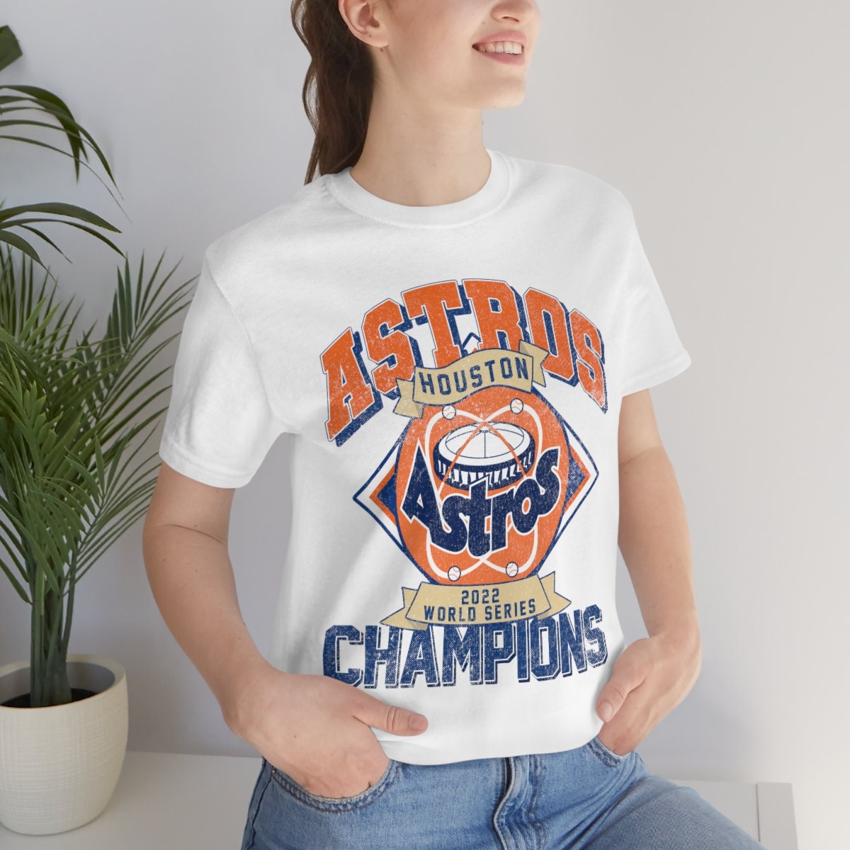 Women's Majestic Threads Charcoal Houston Astros 2022 World Series Champions At-Bat Tri-Blend Long Sleeve V-Neck T-Shirt