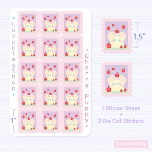 Cherry Puppy Stamp Stickers