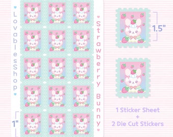 Strawberry Bunny Stamp Stickers