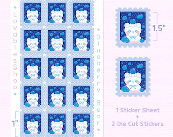 Blueberry Bear Stamp Stickers