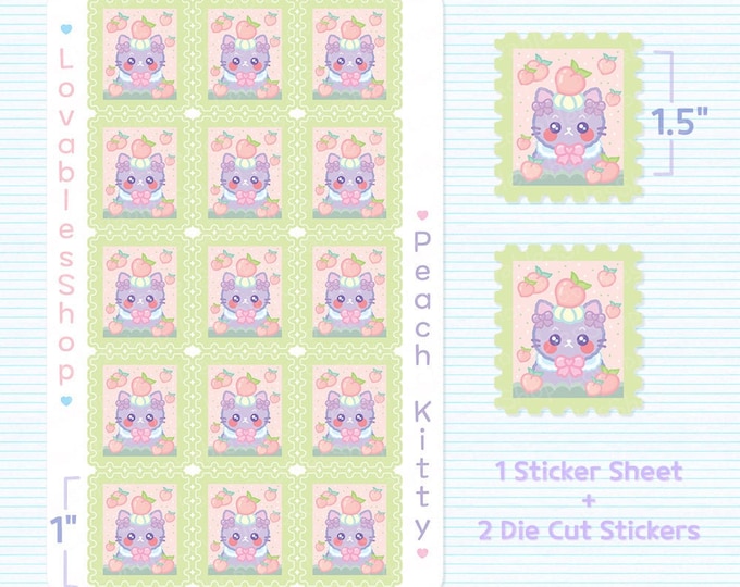 Peach Kitty Stamp Stickers