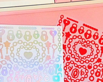 Key and Lock Vinyl Sticker Sheet