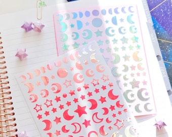 Moon and Star Vinyl Sticker Sheet