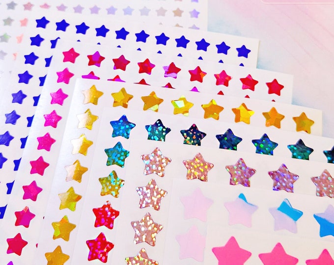 Star 0.2"~0.75" Inch Waterproof Vinyl Sticker Sheet
