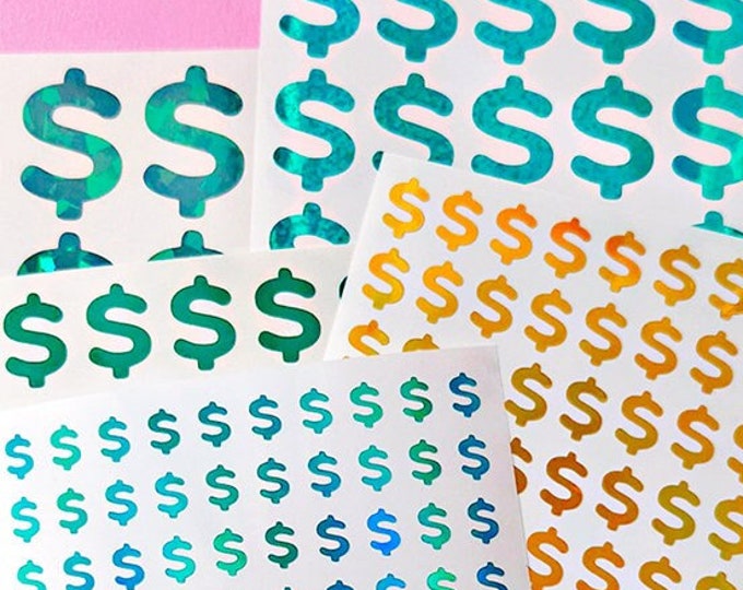 Dollar Sign 0.35"~1.5" Waterproof Vinyl Sticker Sheet