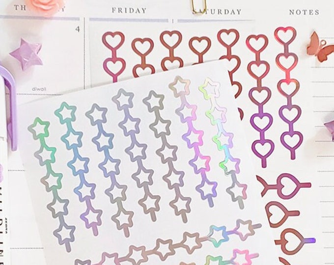 Heart & Star Chain Vinyl Sticker Sheet