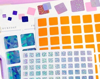 Square 0.2"~0.75" Inch Waterproof Vinyl Sticker Sheet