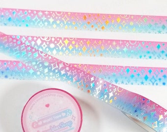 Pink/Blue *Sparkle Silver Holographic Foiled Washi Tape
