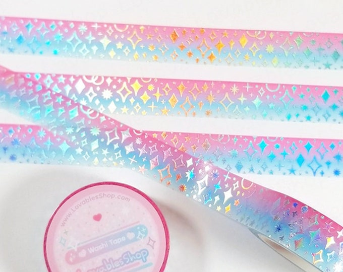 Pink/Blue *Sparkle Silver Holographic Foiled Washi Tape