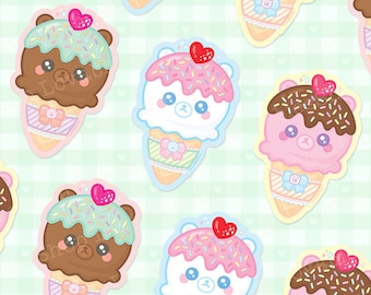 NEW Ver. Bear Ice Cream Vinyl Sticker