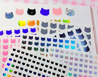 Cat Face 0.2"~2" Waterproof Vinyl Sticker Sheet