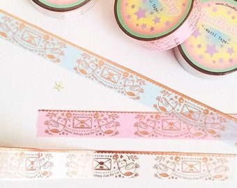 Set mit 3 * Pink, Blau, Weiß * Special Lieferung Rose Gold Foiled Washi Tapes