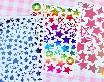 Stars Permanent vinyl Sticker Sheet