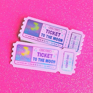 Ticket To The Moon Holographischer Aufkleber