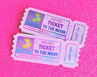 Ticket To The Moon Holographic Sticker