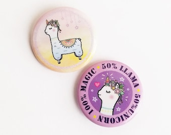 Magical Llamacorn Pin button Set