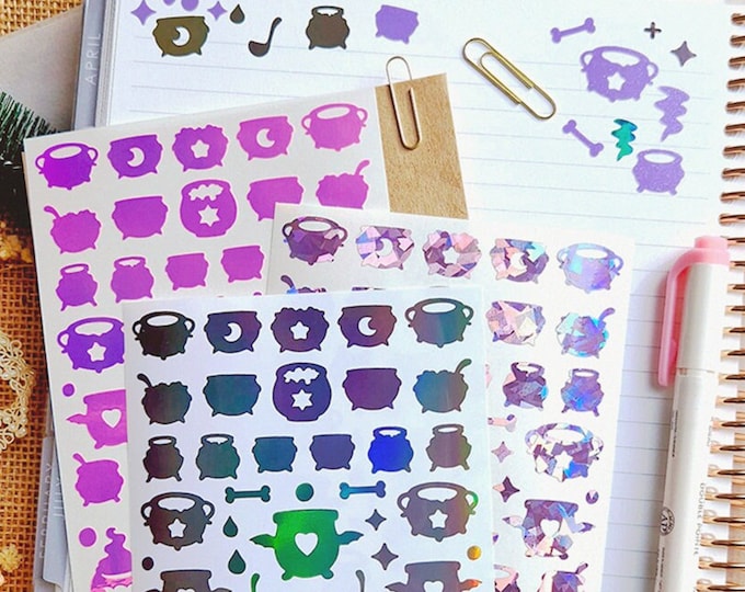 Cauldron Permanent vinyl Sticker Sheet
