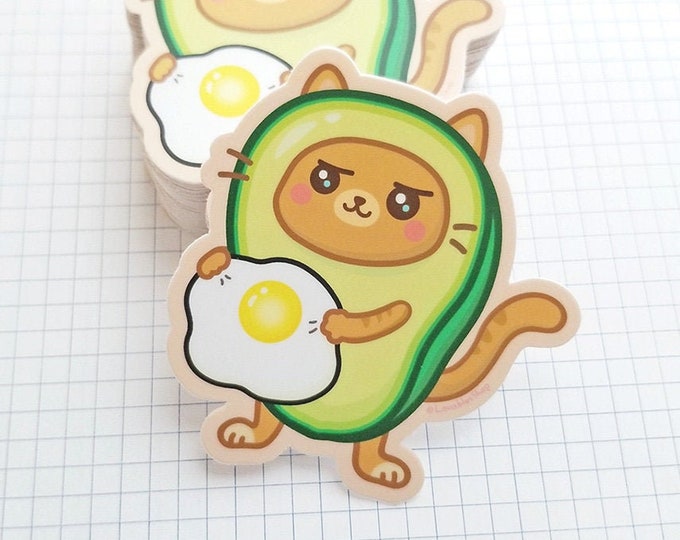 Avocado Cat Vinyl Sticker