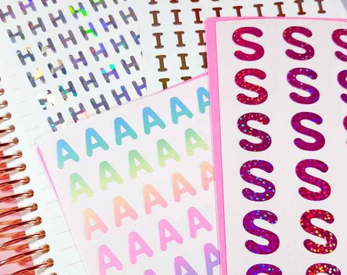 Single Letter Alphabet Upper Case A~Z Vinyl Sticker Sheet
