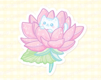 Lotus Cat Vinyl Sticker