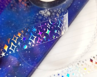 Sparkle *3D Silver Holo Foil Embossed* Crystal Clear PET Tape