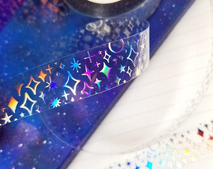 Sparkle *3D Silver Holo Foil Embossed* Crystal Clear PET Tape