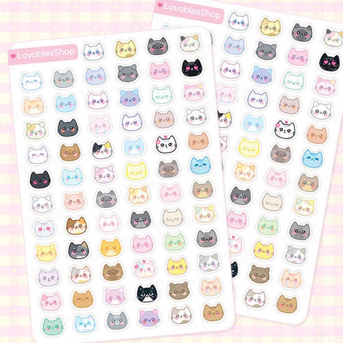 Cat Face Planner Stickers - Etsy