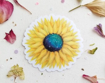 New Ver. Night Sky Embracing Sunflower Vinyl Sticker