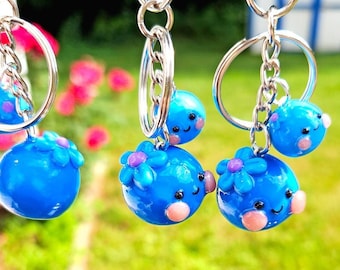 Blueberry Clay Keychain