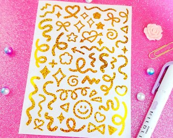 Doodle Confetti Permanent vinyl Sticker Sheet