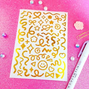 Hoja de pegatinas de vinilo permanentes Doodle Confetti