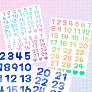 Numéro de date 1-31 Feuille d&#39;autocollants en vinyle