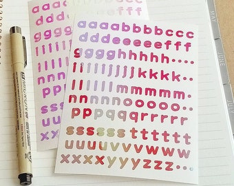 Alphabet Lower Case 0.35" Inch Permanent vinyl Sticker Sheet