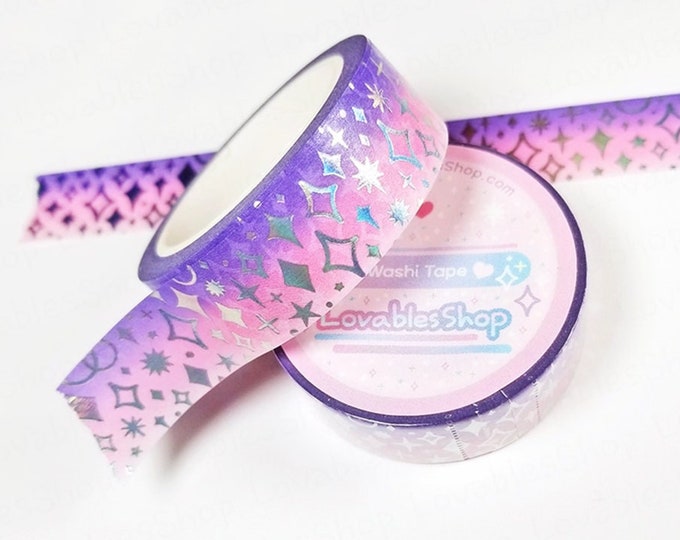 Purple/Pink *Sparkle Silver Holographic Foiled Washi Tape