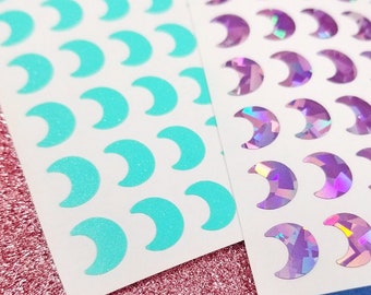 Moon 0.2"~1.5" Permanent vinyl Sticker Sheet