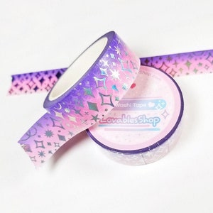 Paars/roze *sprankelende zilveren holografische verijdelde washitape
