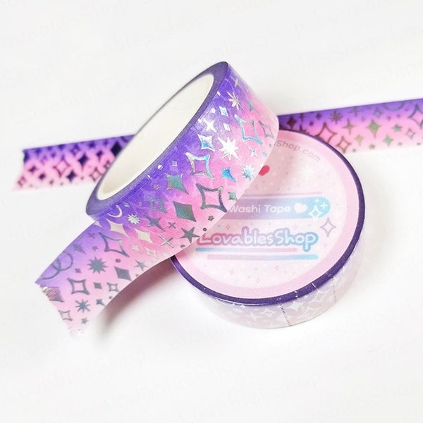 Purple/Pink *Sparkle Silver Holographic Foiled Washi Tape