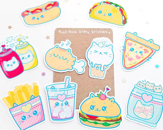 Fast Food Kitty Stickers