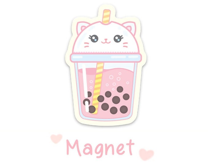 Cat Bubble Tea Vinyl Magnet