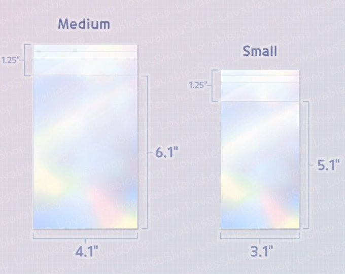 Rainbow Holographic Effect Resealable Cellophane Bags 3x5, 4x6 Laser OPP, acid free