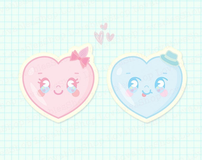 Heart Couple Vinyl Sticker Set (Set Of 2)