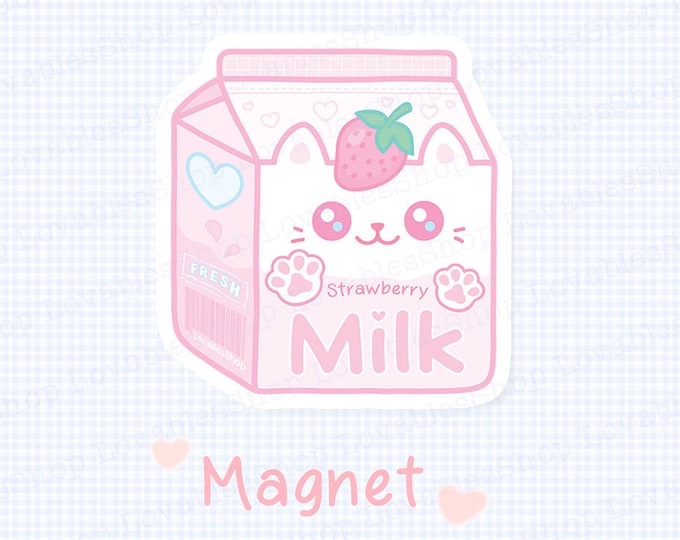 Strawberry Meow Milk Vinyl Magnet