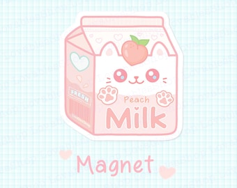 Peach Meow Milk Vinyl Magnet