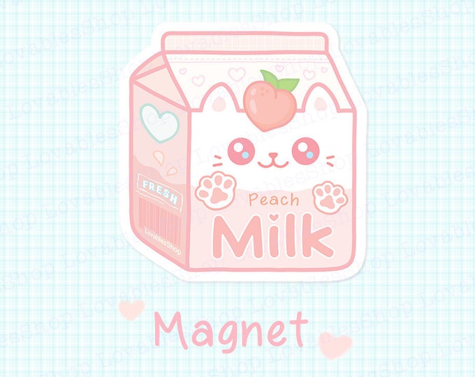Peach Meow Milk Vinyl Magnet