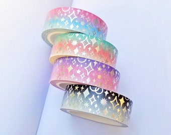 4er Set *Ombre Sparkle Silber Holographic Foiled Washi Tapes